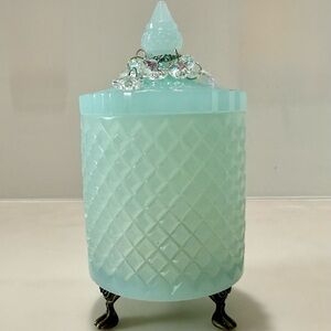 Elegant Light Teal Glow-in-the-Dark Music Box with Lid